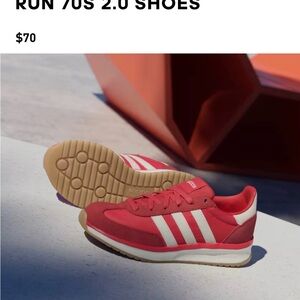Adidas Red and White Sneakers